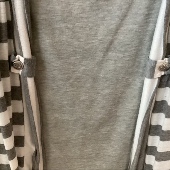 Gray and White Striped Cardigan with Tank - Picture 3 of 4